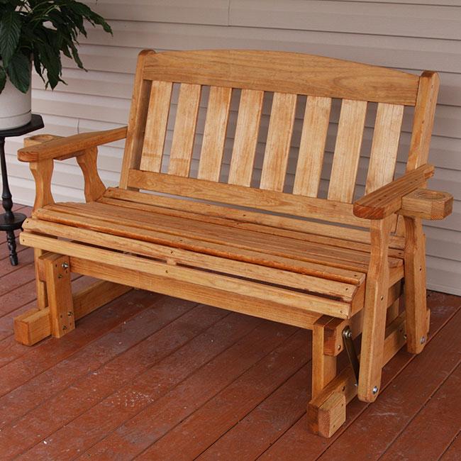 Amish Patio Glider With Cupholders