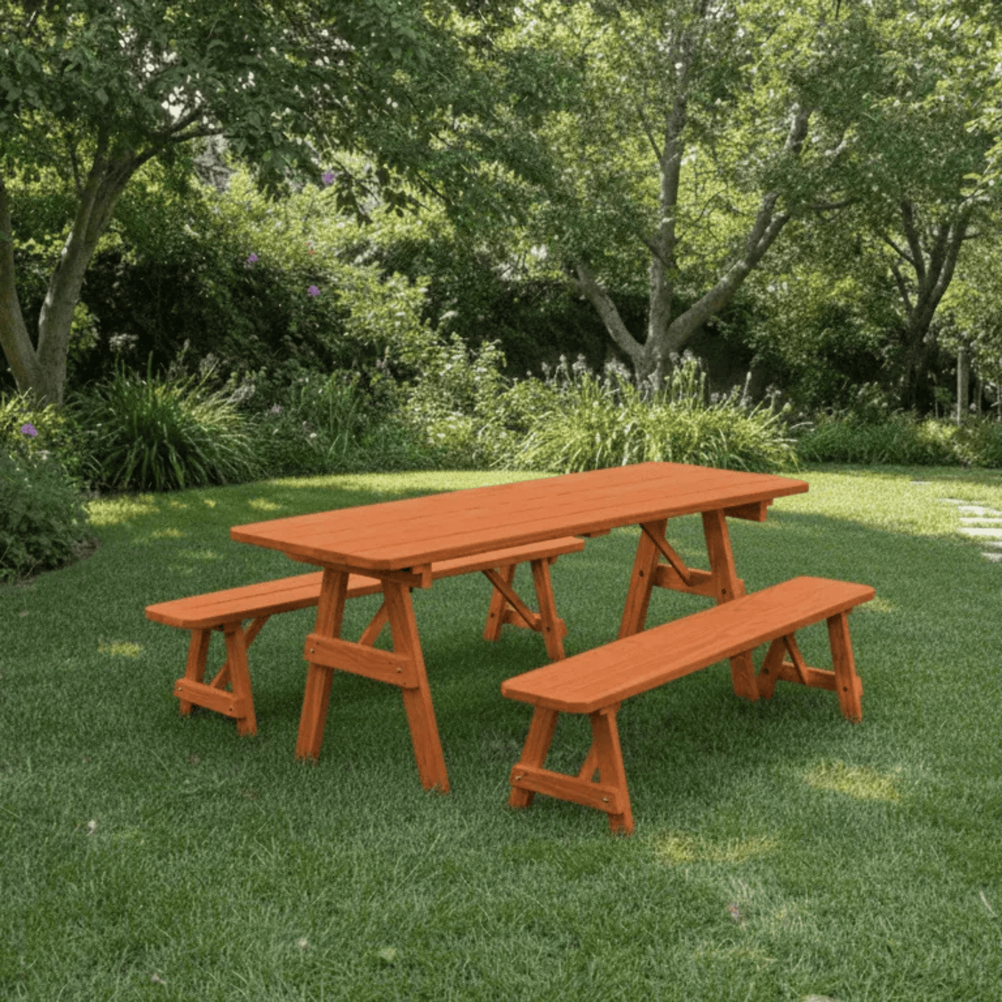 Keystone Amish Co. Pine Traditional Outdoor Dining Set with Benches