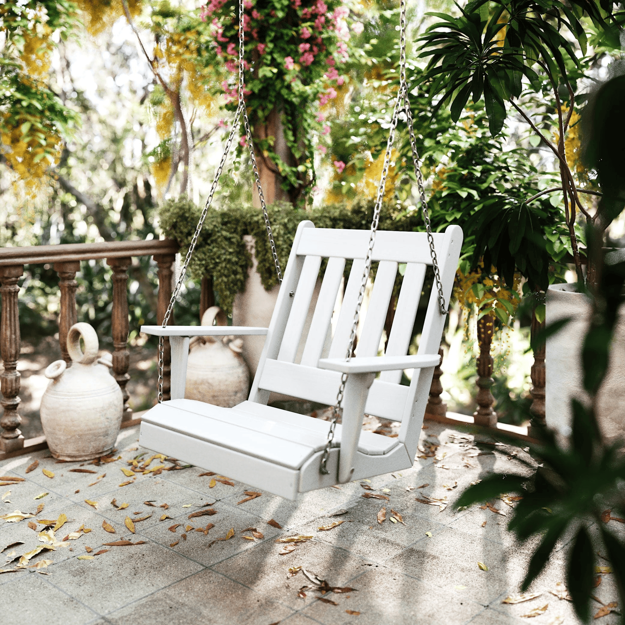 Keystone Amish Co. Franklin English Recycled Plastic Swing Chair, Weathered Wood