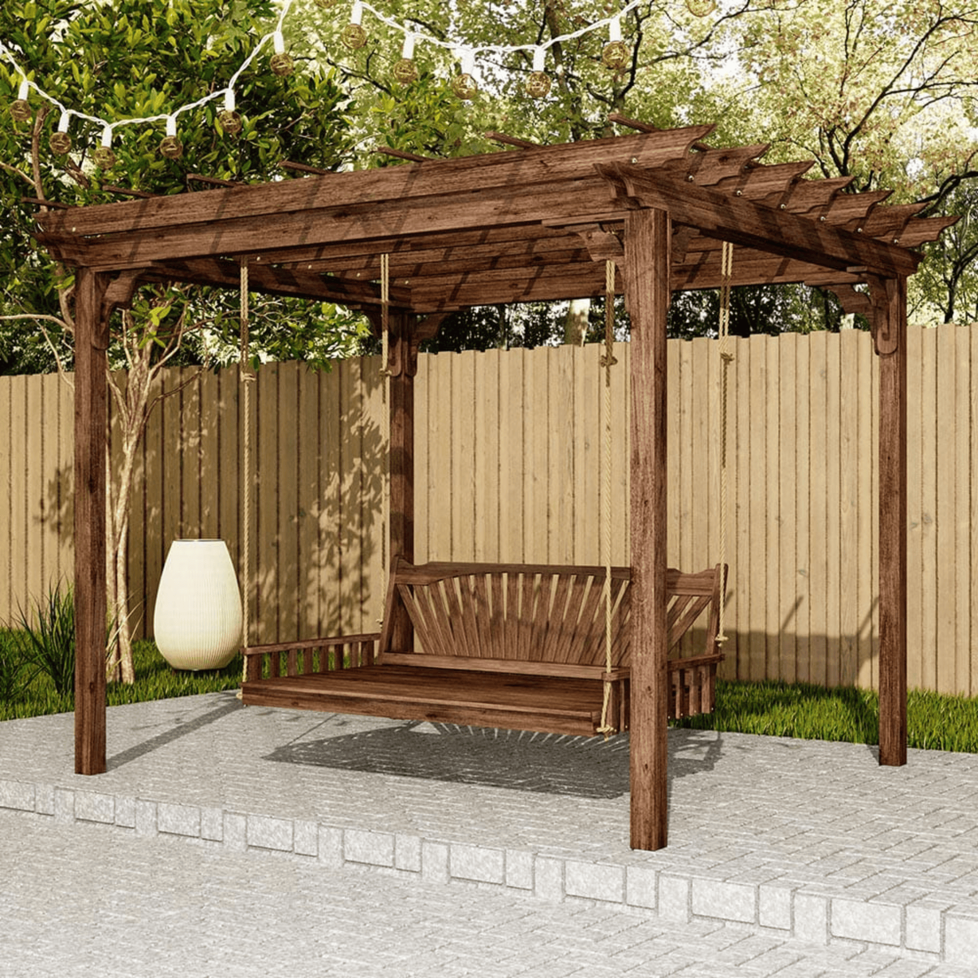 Keystone Amish Co. Sunburst Red Cedar Twin Daybed Swing With Arbor