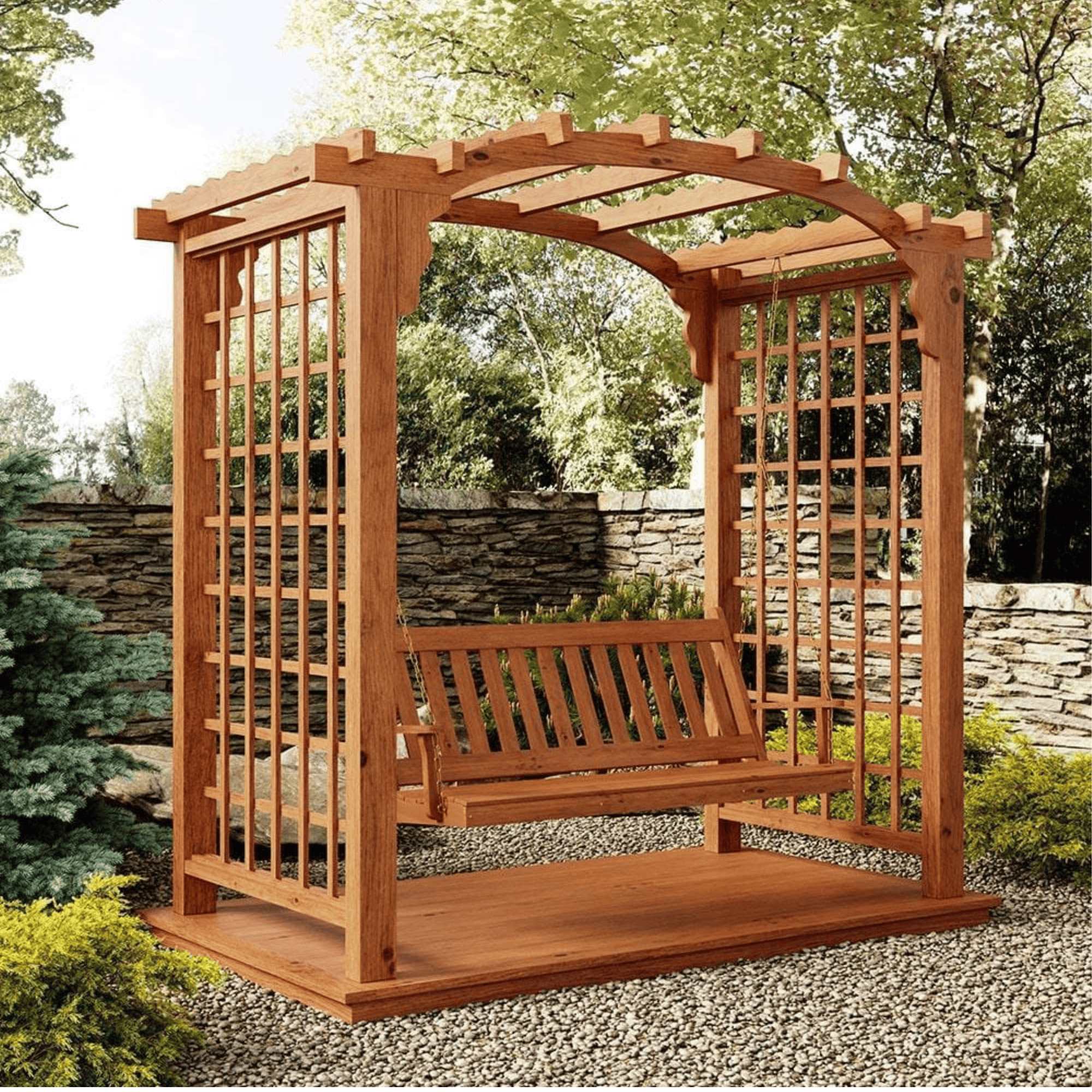 Heritage Lawncraft Cambridge Cedar Garden Arbor & Swing