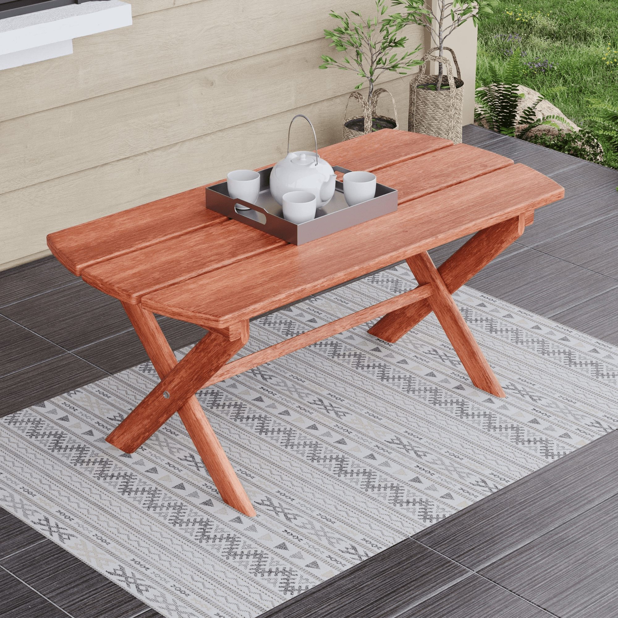 Keystone Amish Co. Folding Oval Red Cedar Coffee Table