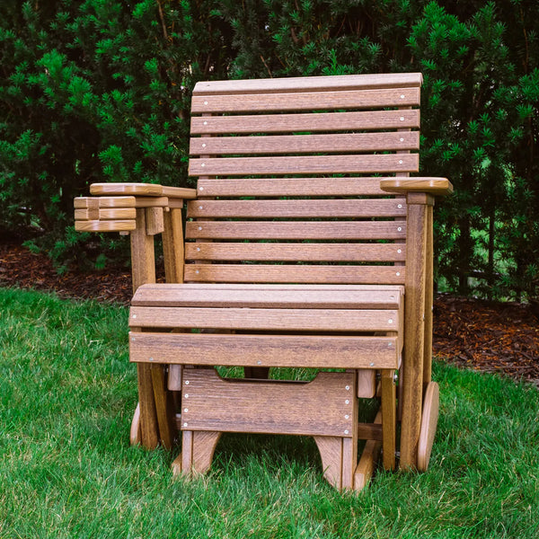 2 Foot Rollback Poly Composite Glider Chair in Antique Mahogany
