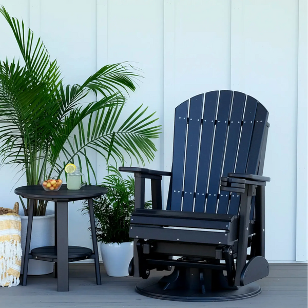 2 Foot Swivel Adirondack Poly Glider Chair in Black