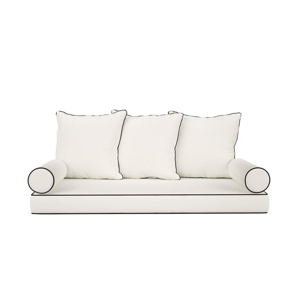 Cushion Perfect Sunbrella Mattress & Pillow Set with Contrasted Piping, Style 1