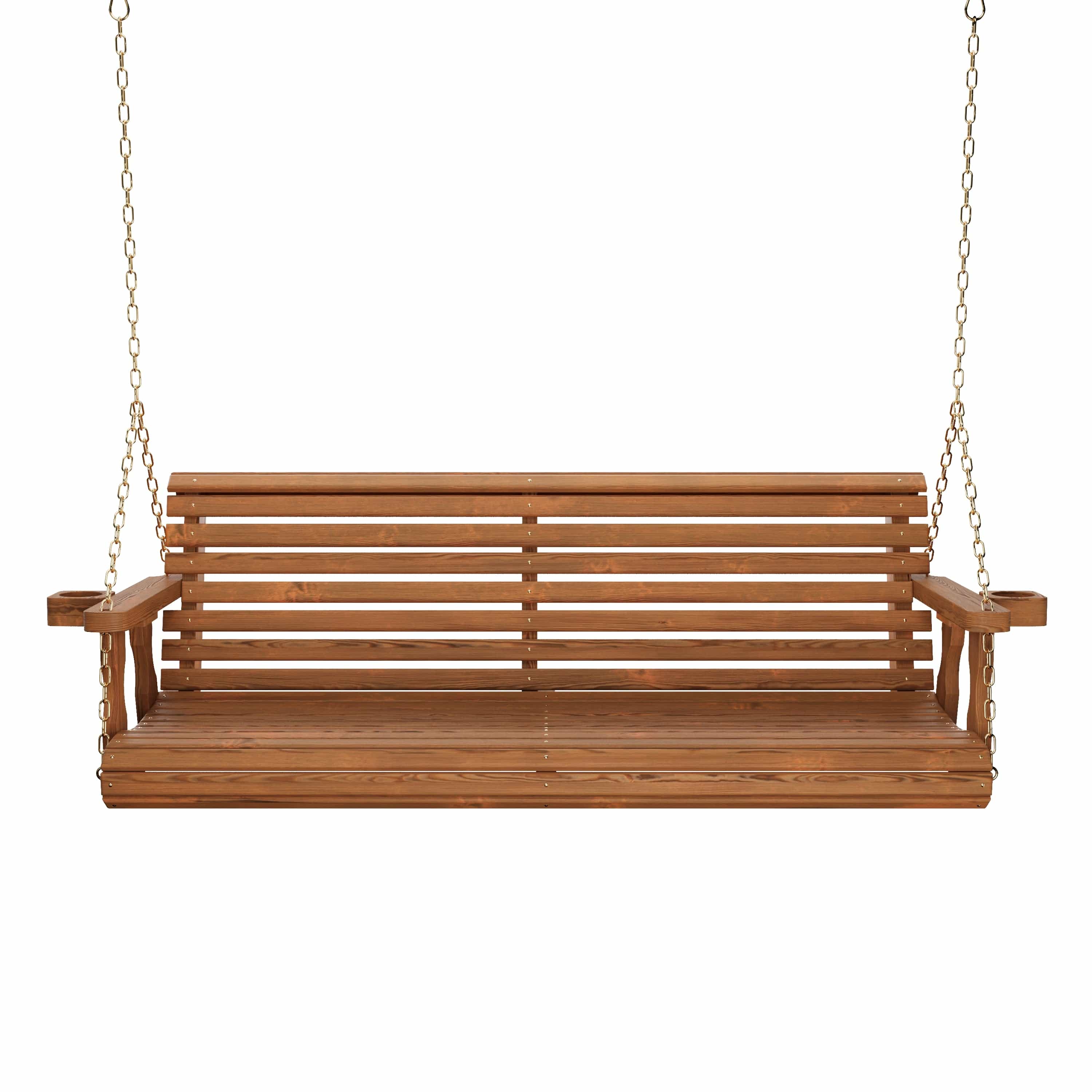 Amish Casual 3 Foot Roll Back Porch Swing in Oak Stain