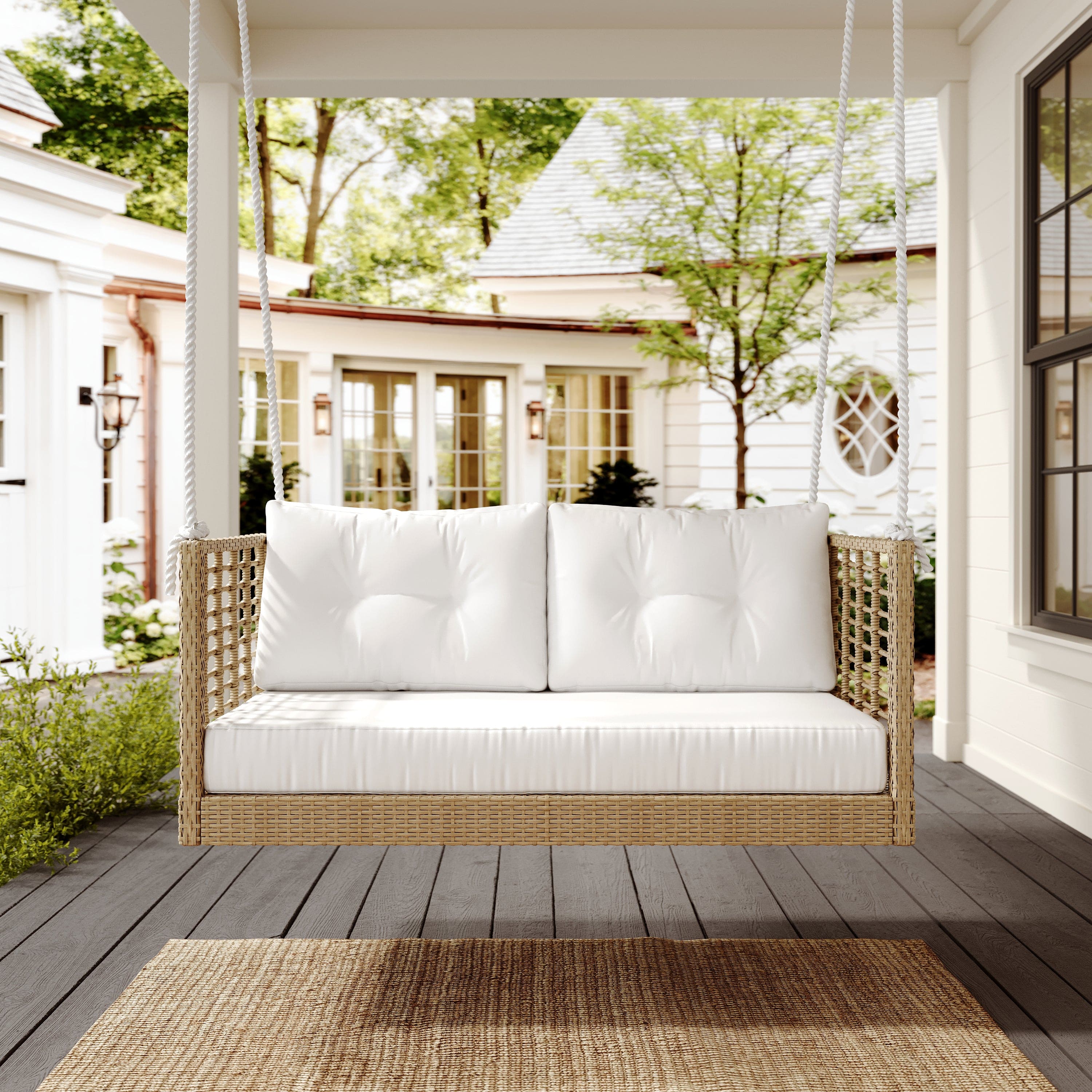 East Green Millie Love Seat Porch Swing with Cushions