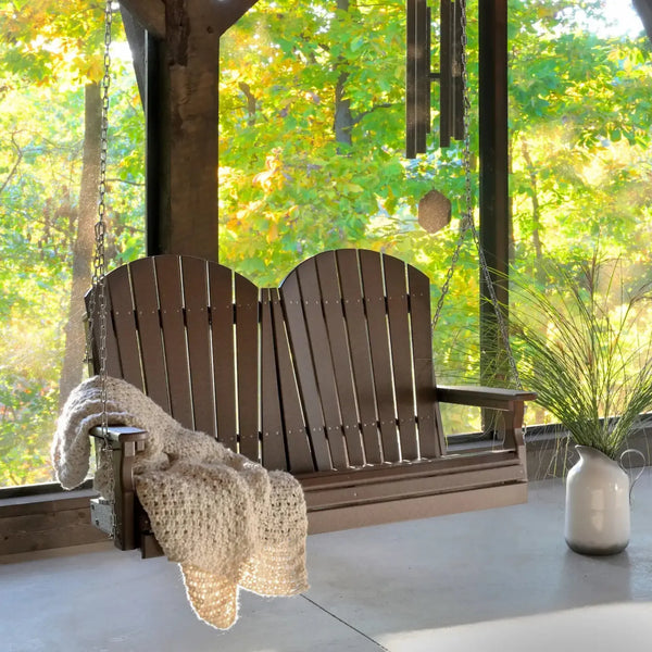 4 Foot Adirondack Poly Composite Swing in Chestnut Brown