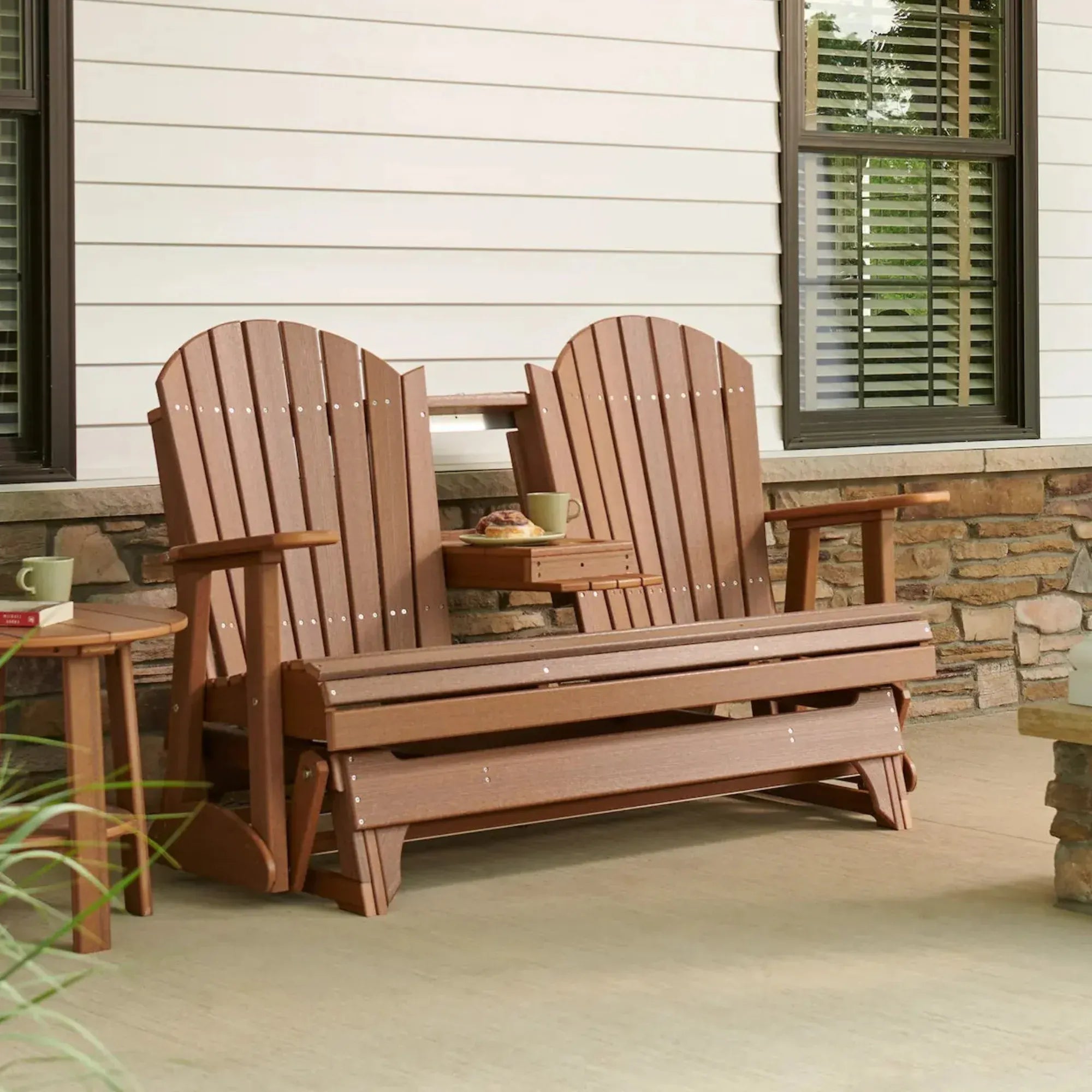 LuxCraft Adirondack Console 5' Large Plastic Gliding Bench