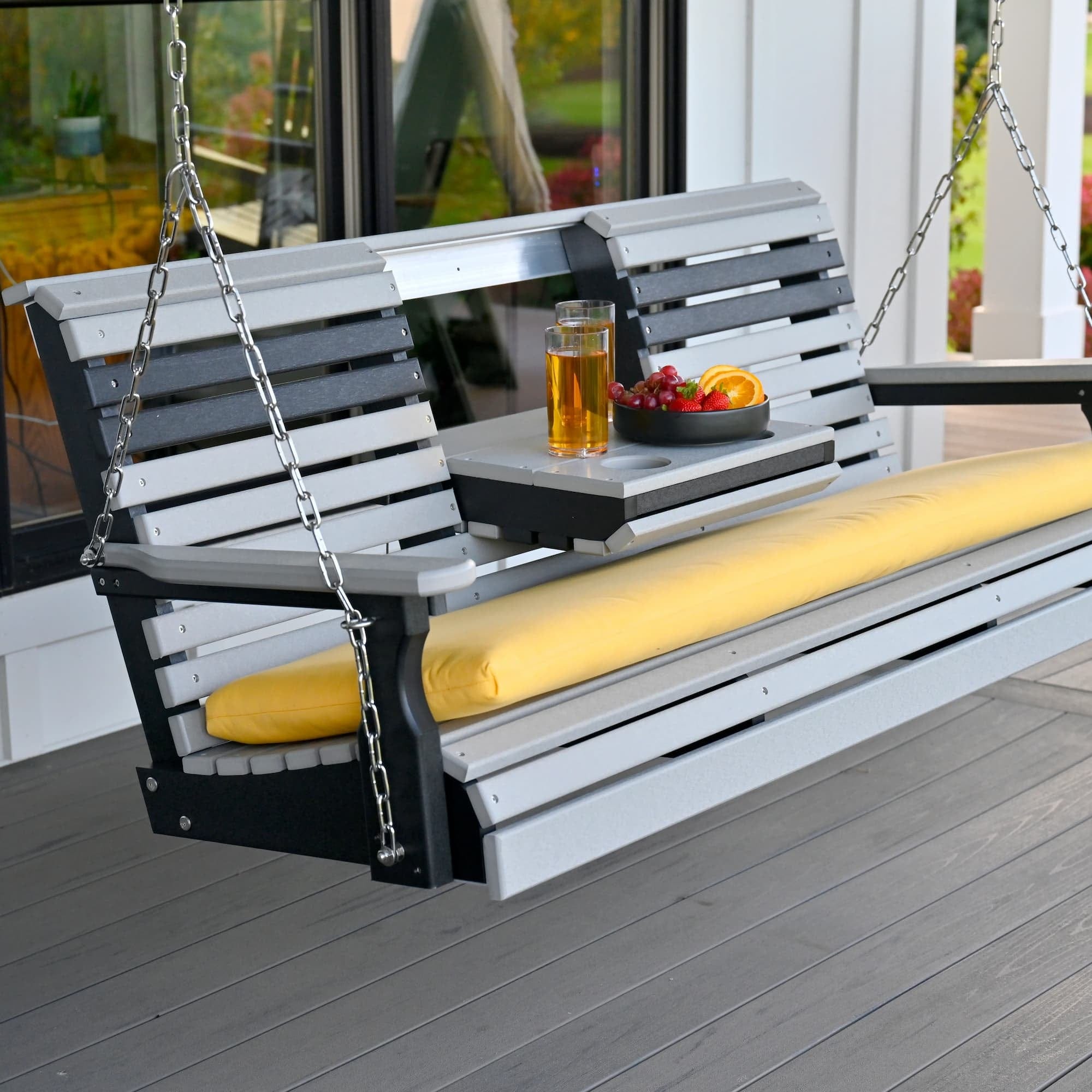 LuxCraft Rollback Console 5ft. Plastic Cupholder Porch Swing