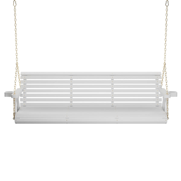Amish Casual 6 Foot Roll Back Porch Swing in White Stain
