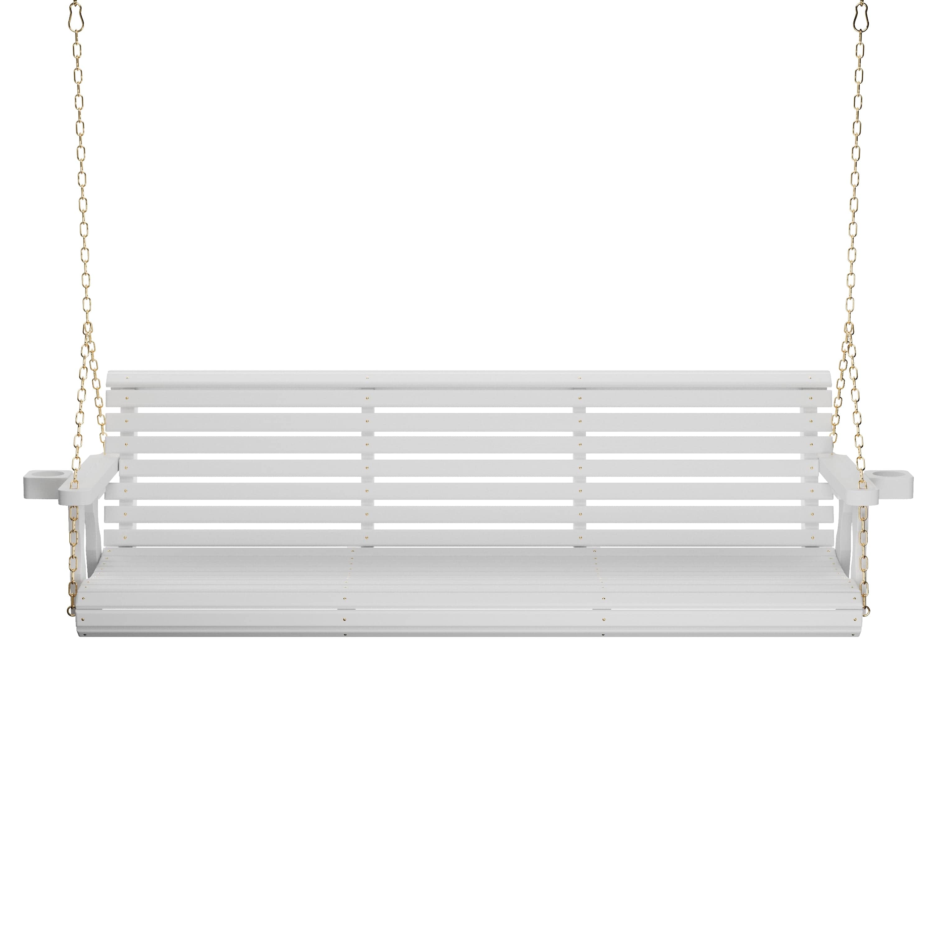 Amish Casual 6 Foot Roll Back Porch Swing in White Stain