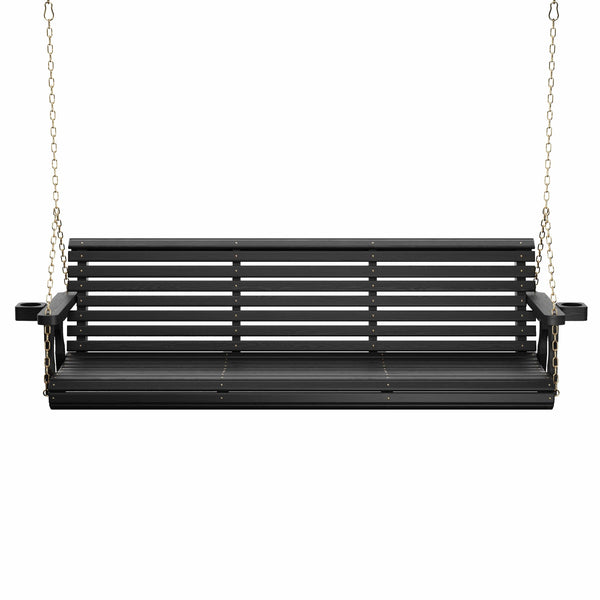 Amish Casual 6 Foot Roll Back Porch Swing in Black Stain