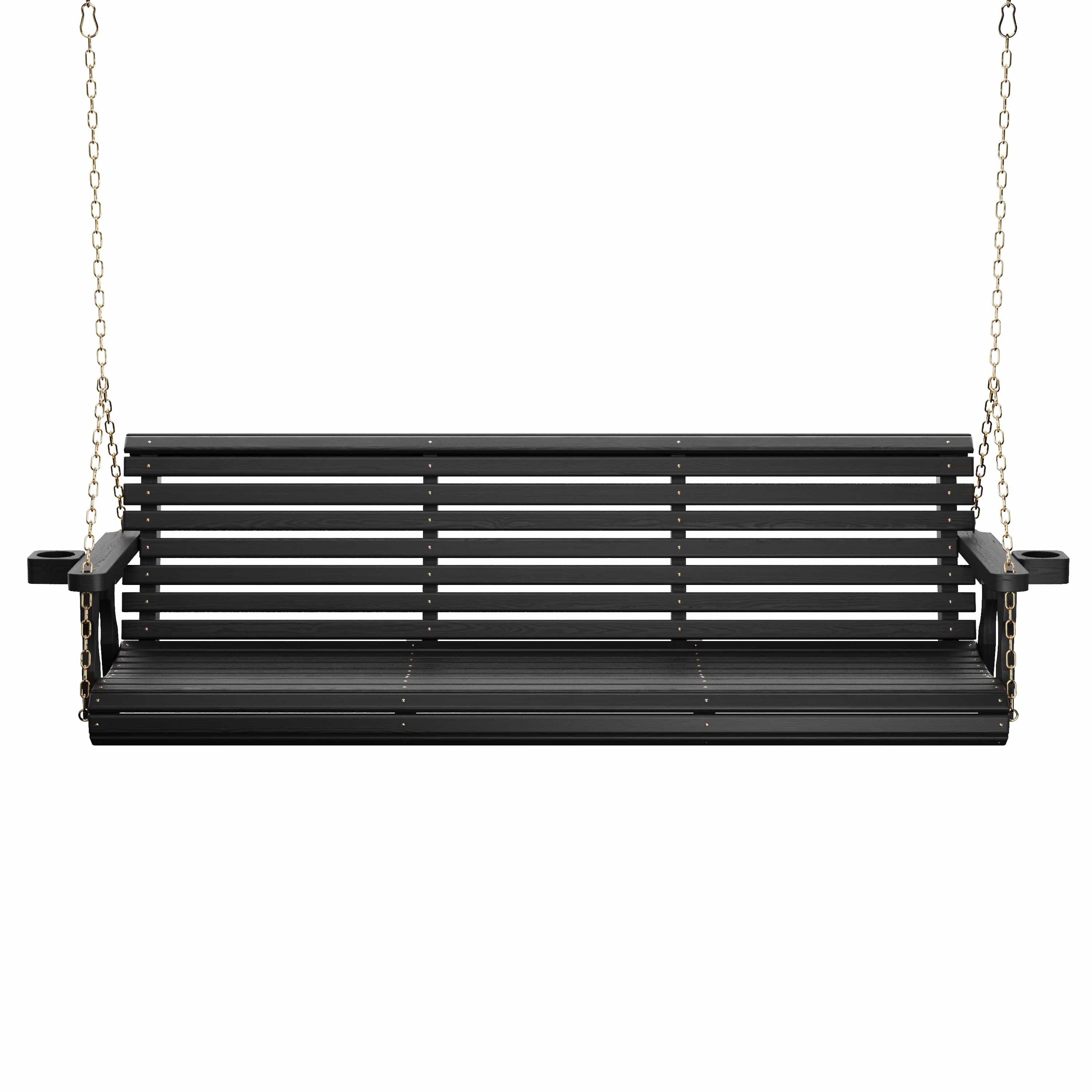 Amish Casual 6 Foot Roll Back Porch Swing in Black Stain with Clearcoat