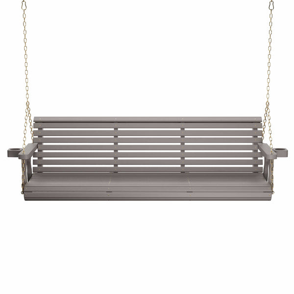 Amish Casual 6 Foot Roll Back Porch Swing in Grey Stain with Clearcoat