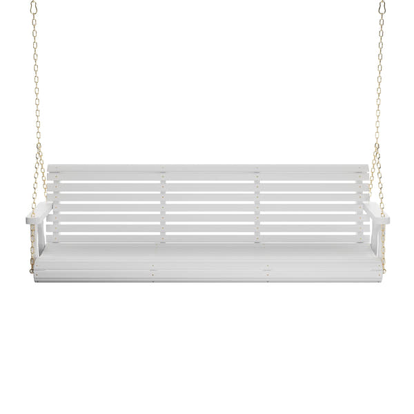 Amish Casual 6 Foot Roll Back Porch Swing in White Stain