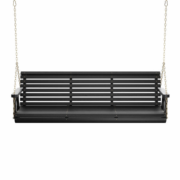 Amish Casual 6 Foot Roll Back Porch Swing in Black Stain with Clearcoat