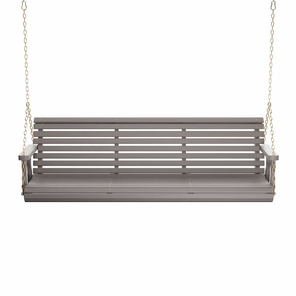 Amish Casual 6 Foot Roll Back Porch Swing in Grey Stain with Clearcoat