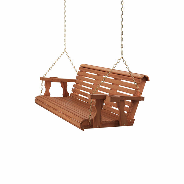 Amish Casual 6 Foot Roll Back Porch Swing in Cedar Stain