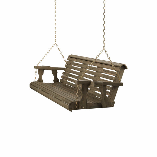 Amish Casual 6 Foot Roll Back Porch Swing in Dark Walnut Stain