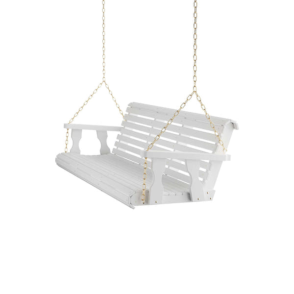 Amish Casual 4 Foot Roll Back Porch Swing in White Stain