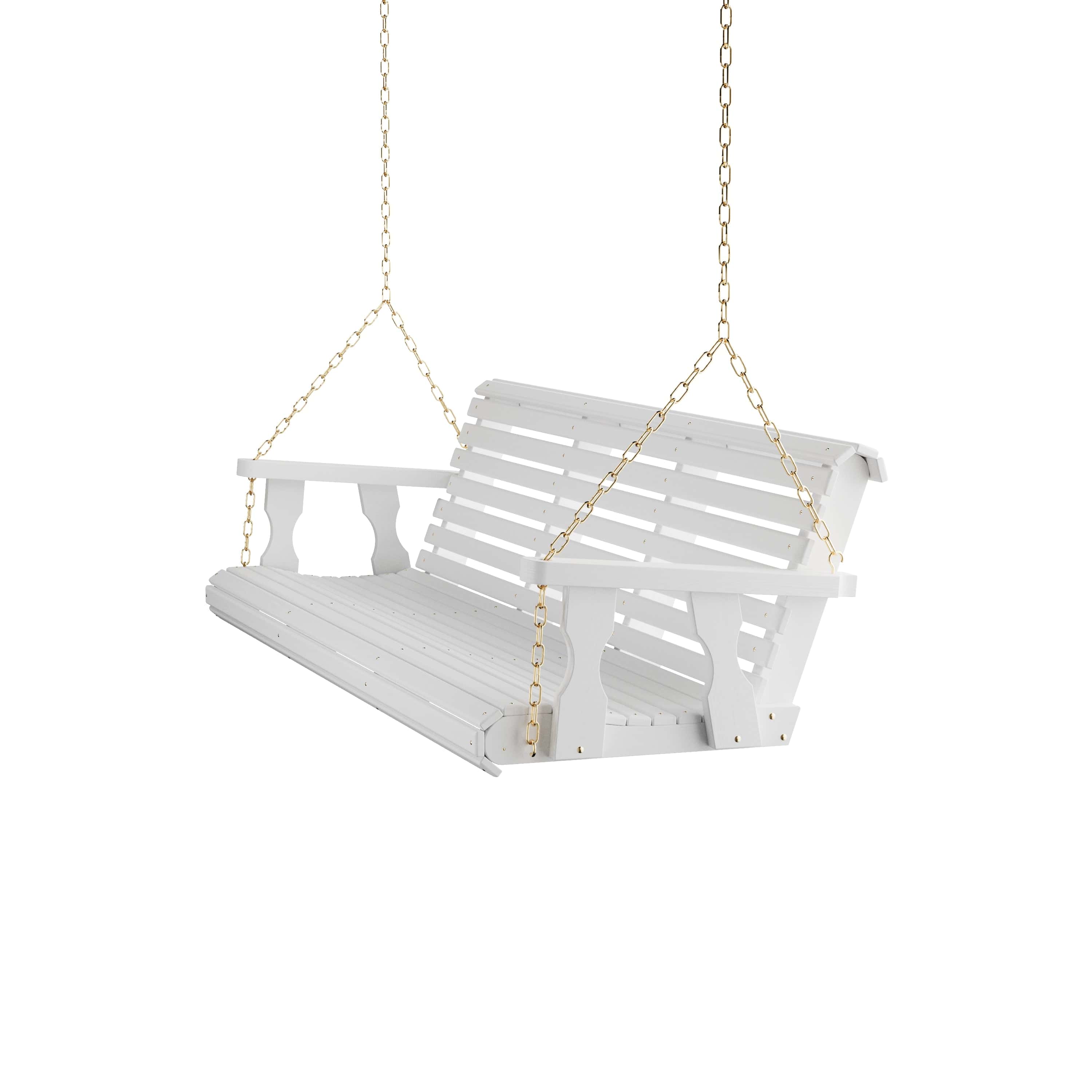 Amish Casual 4 Foot Roll Back Porch Swing in White Stain