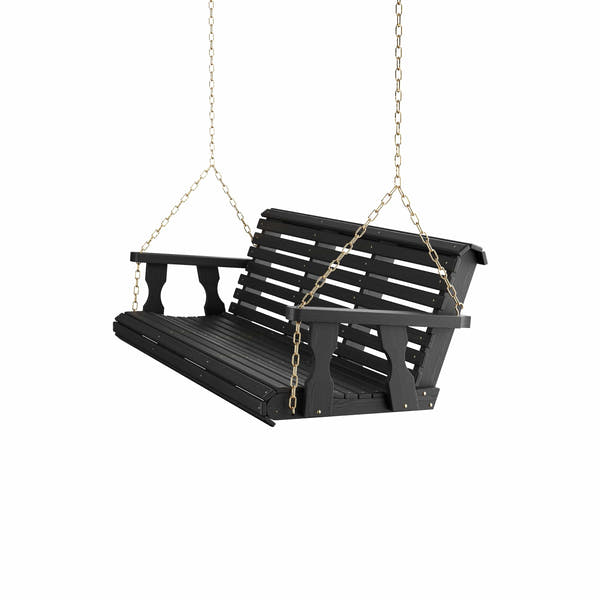 Amish Casual 3 Foot Roll Back Porch Swing in Black Stain