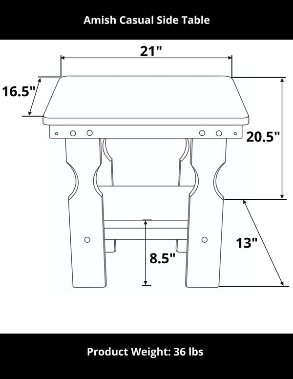 Amish Casual Outdoor Wooden End Table