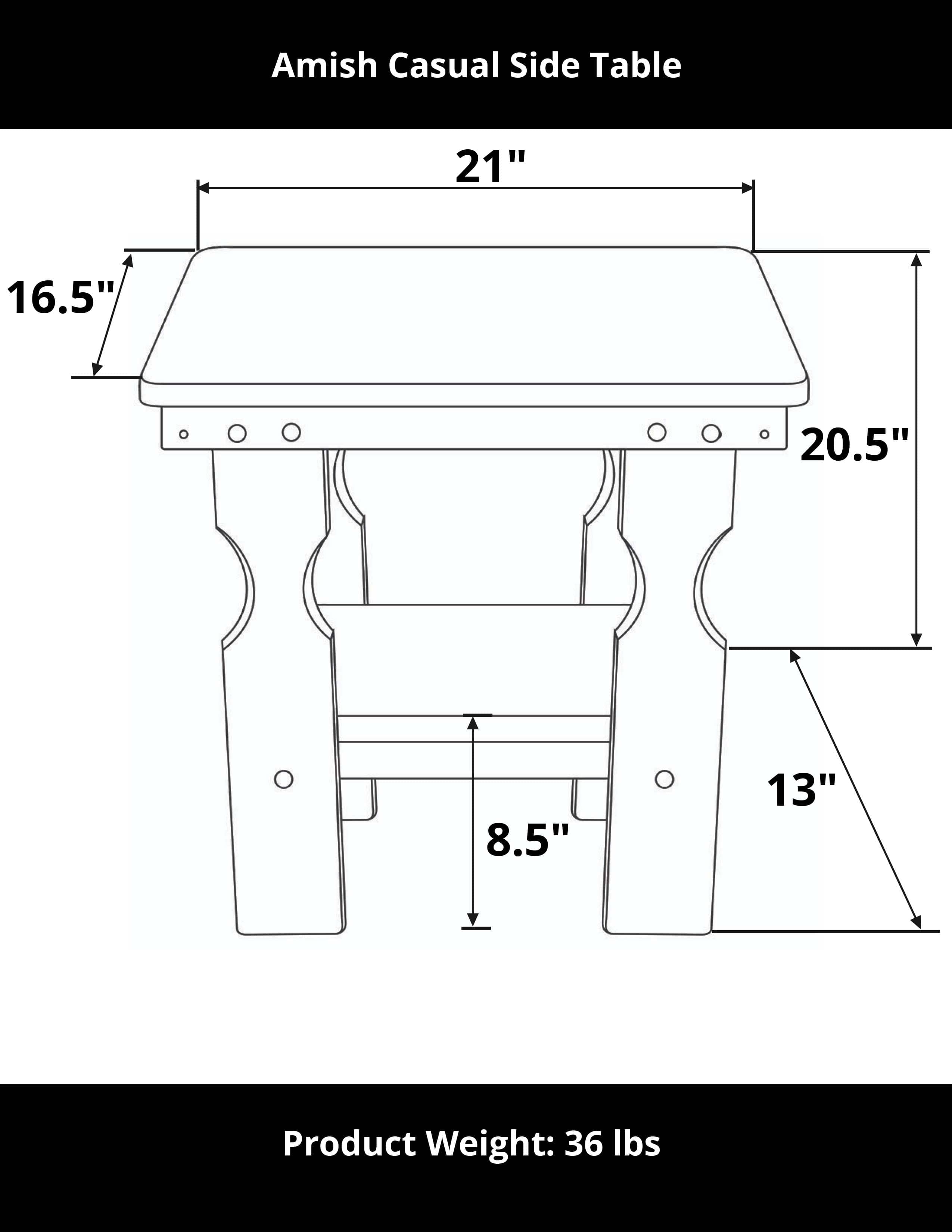 Amish Casual Outdoor Wooden End Table