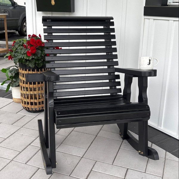 Amish Casual Roll Back Rocking Chair, pictured in Semi-Solid Black