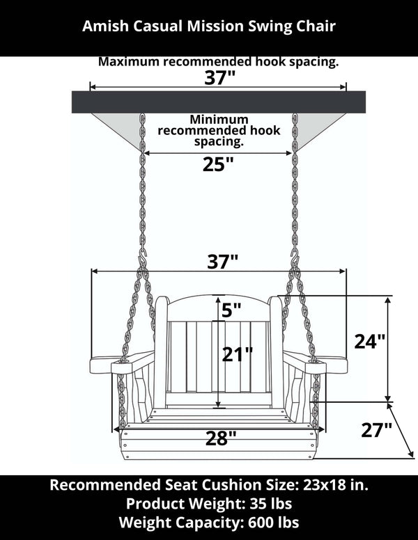 Amish Casual Heavy Duty Outdoor Wood Swing Chair in Oak Clearcoat