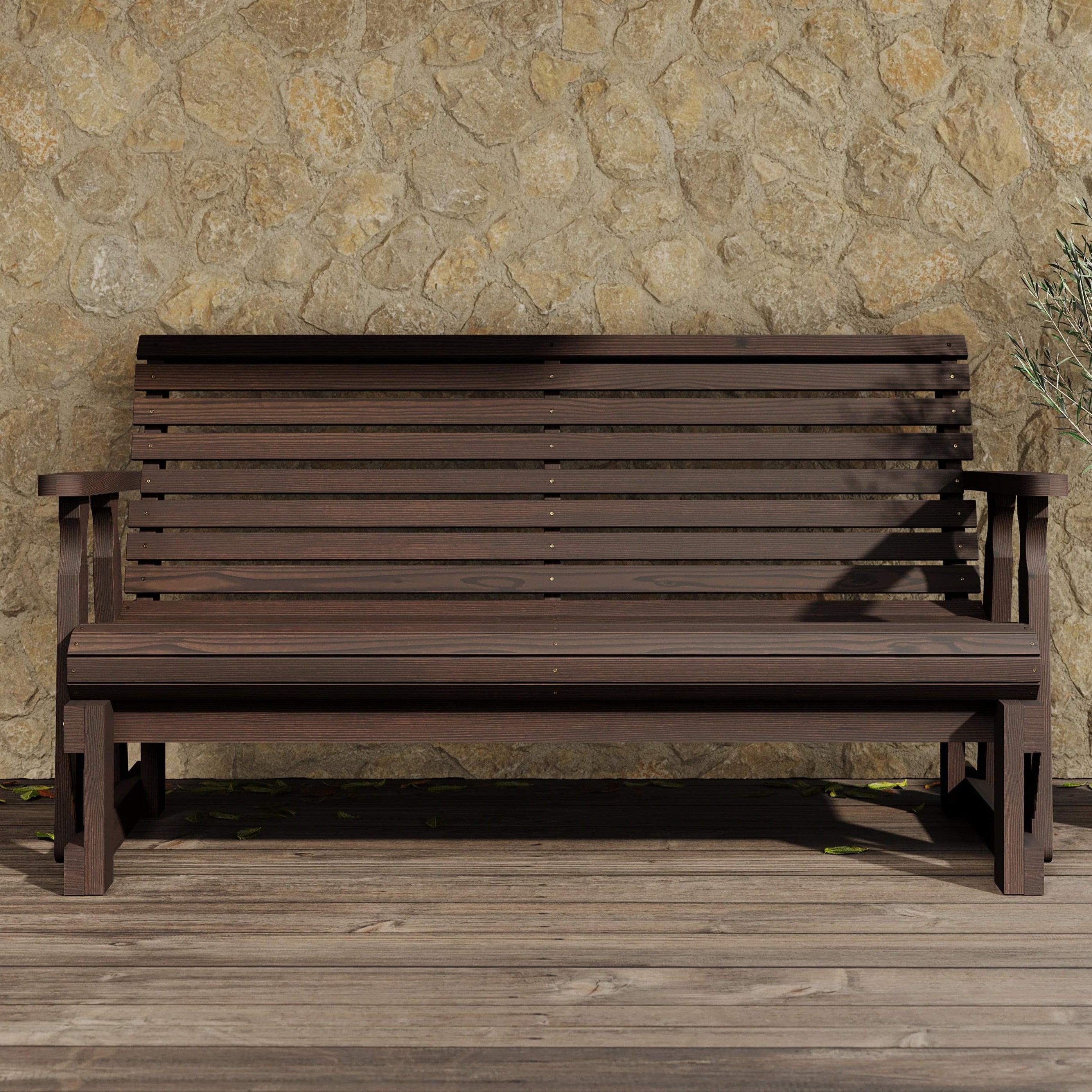 Amish Casual Roll Back Glider in Dark Walnut Stain