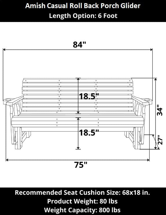 Amish Casual Heavy Duty Roll Back Porch Glider