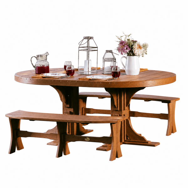 Luxcraft Poly Composite Oval Dining Table & Bench Set