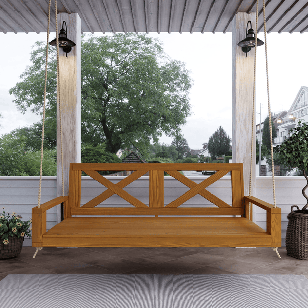 Amish Casual Malvern Porch Swing Bed, Twin Oak with Clearcoat