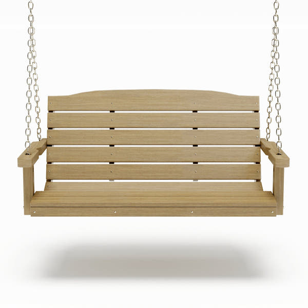 SimplyPoly 4 Foot Amish Made Classic Recycled Plastic Porch Swing, Birchwood Wood Grain