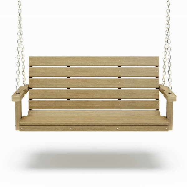 SimplyPoly 4 Foot Amish Made Signature Recycled Plastic Porch Swing, Birchwood Wood Grain