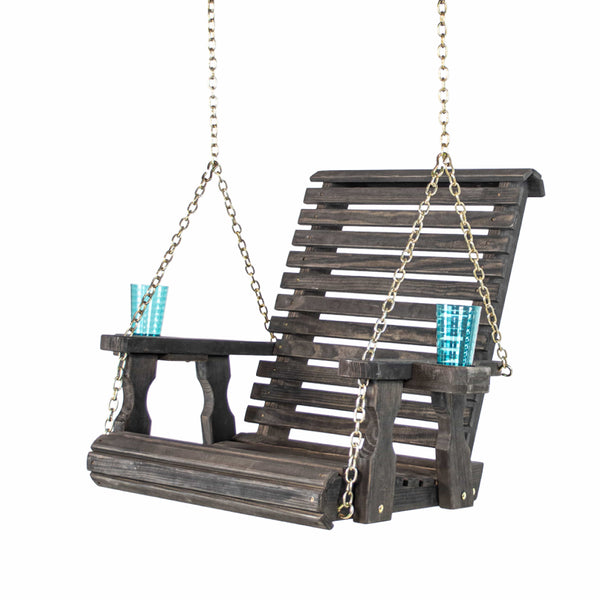 Amish Casual Heavy Duty Black Stain Clearcoat Roll Back Swing Chair