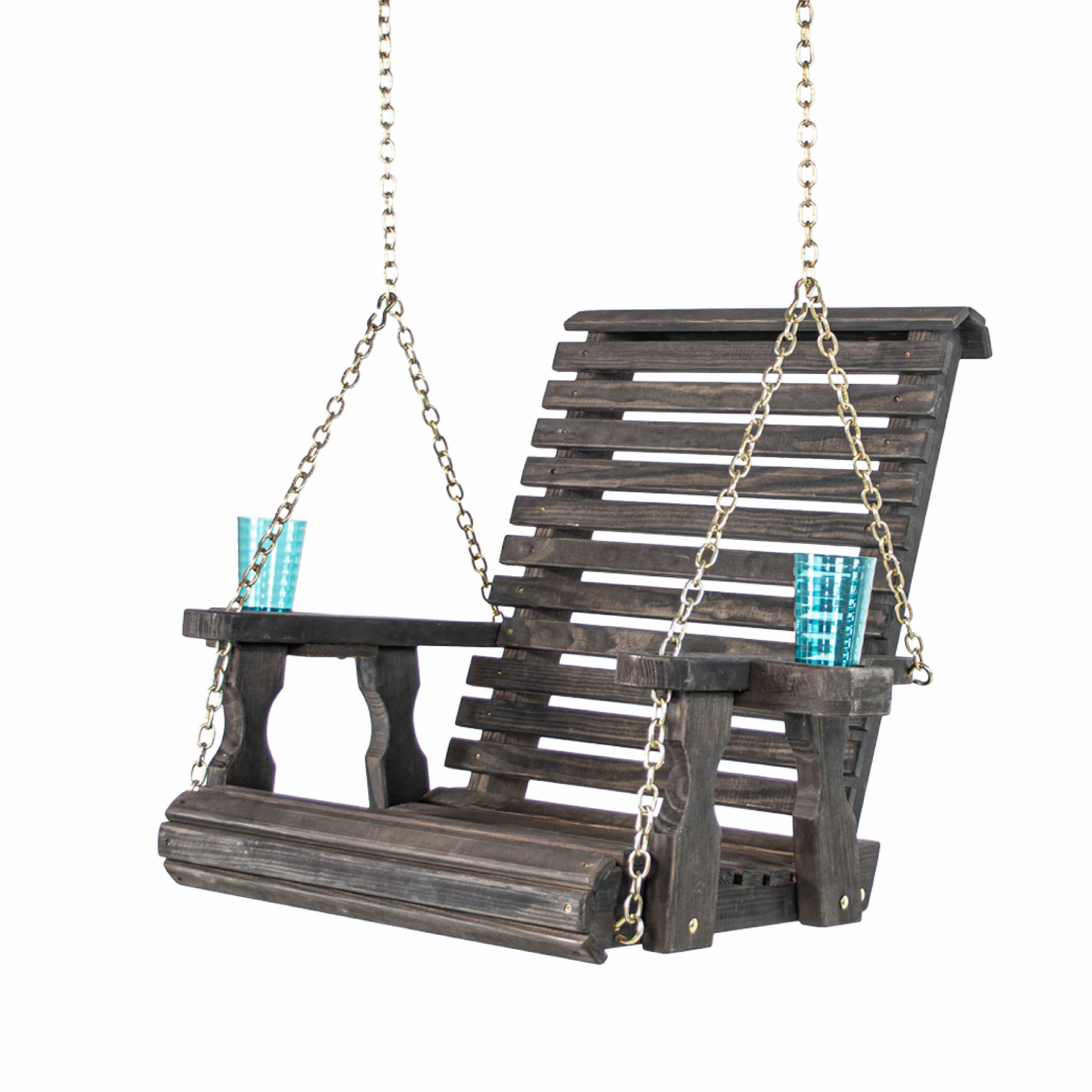 Amish Casual Heavy Duty Black Stain Clearcoat Roll Back Swing Chair