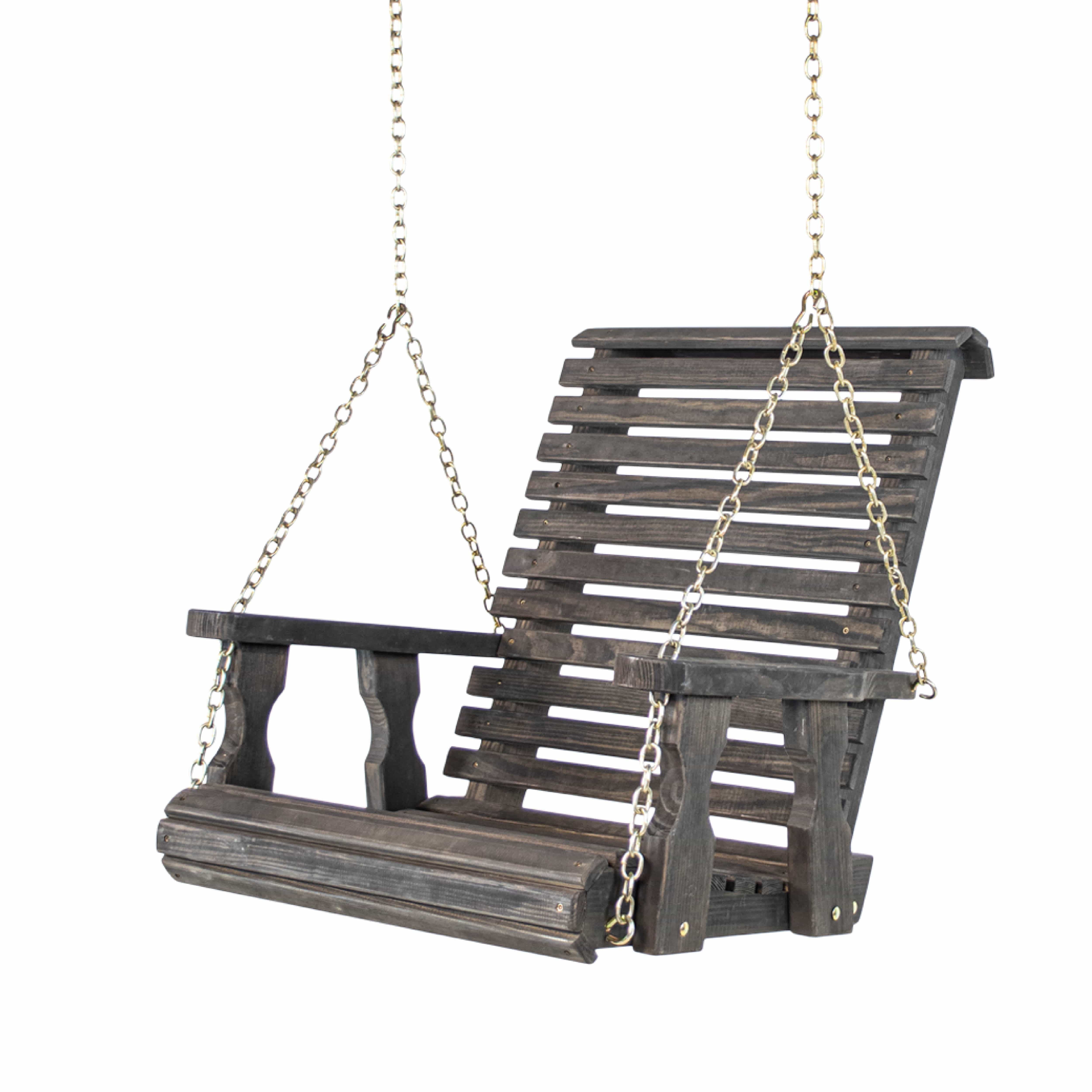 Amish Casual Heavy Duty Black Stain Roll Back Swing Chair