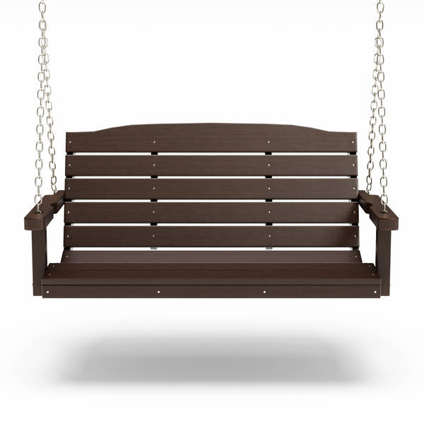 SimplyPoly 5 Foot Amish Made Classic Recycled Plastic Porch Swing, Brazilian Walnut Wood Grain