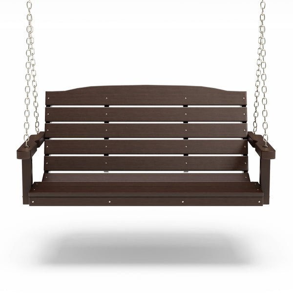 SimplyPoly 4 Foot Amish Made Classic Recycled Plastic Porch Swing, Brazilian Walnut Wood Grain