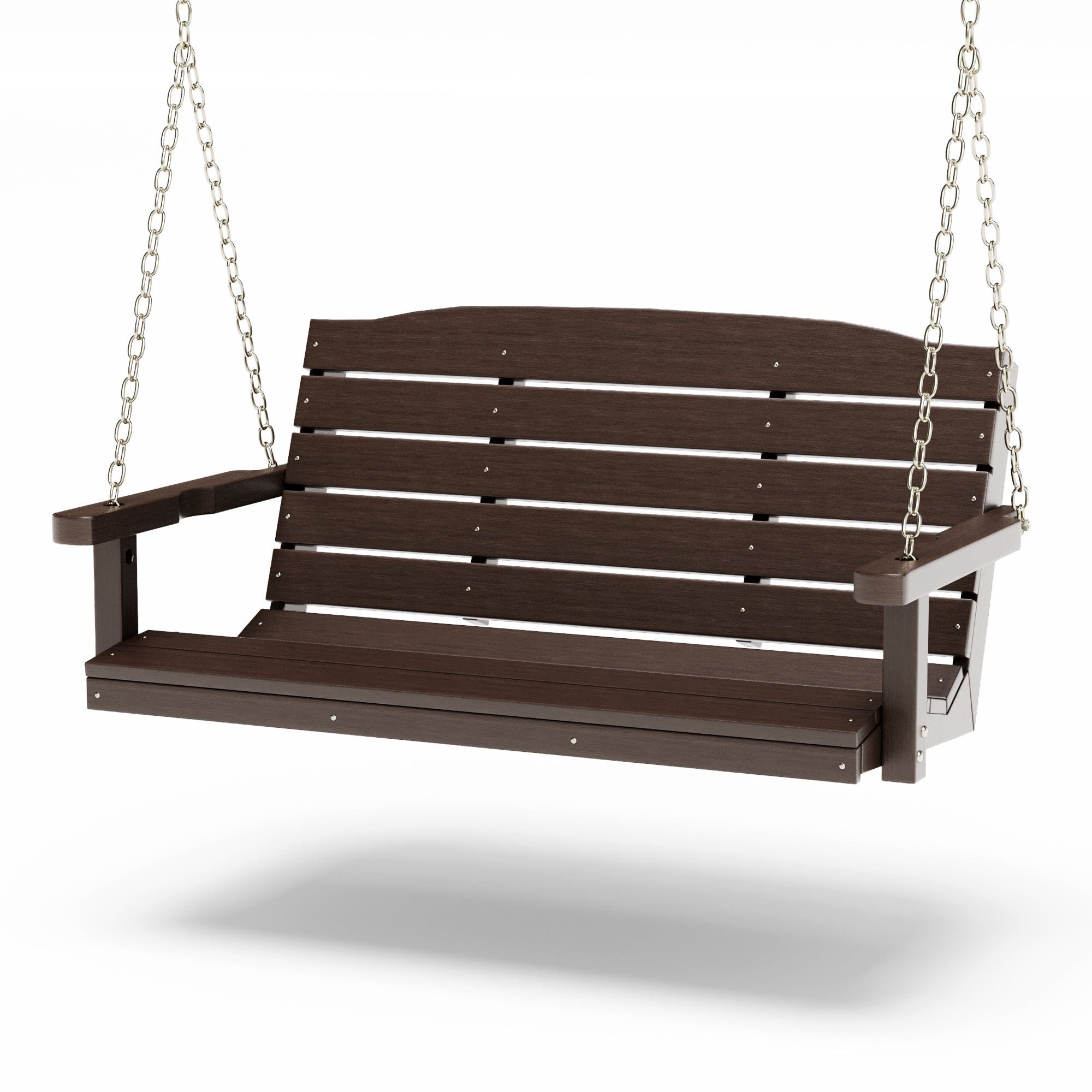 SimplyPoly 4 Foot Amish Made Classic Recycled Plastic Porch Swing, Brazilian Walnut Wood Grain