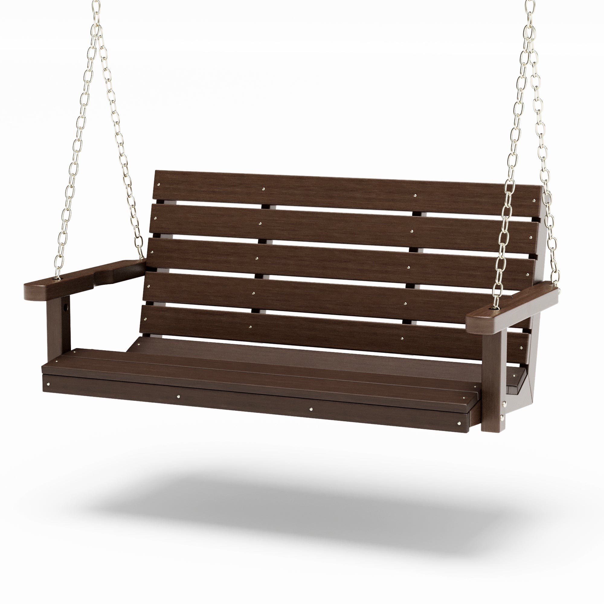 SimplyPoly 4 Foot Amish Made Signature Recycled Plastic Porch Swing, Brazilian Walnut Wood Grain
