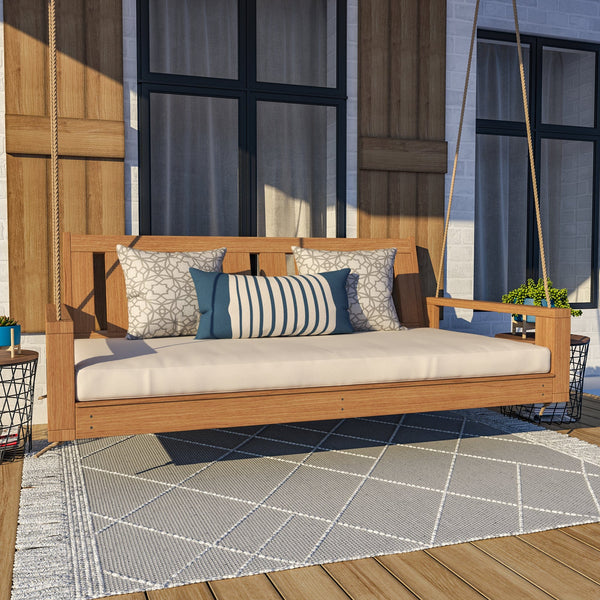 Amish Casual 6 Foot Uptown Porch Swing Bed in Clearcoat Cedar Stain