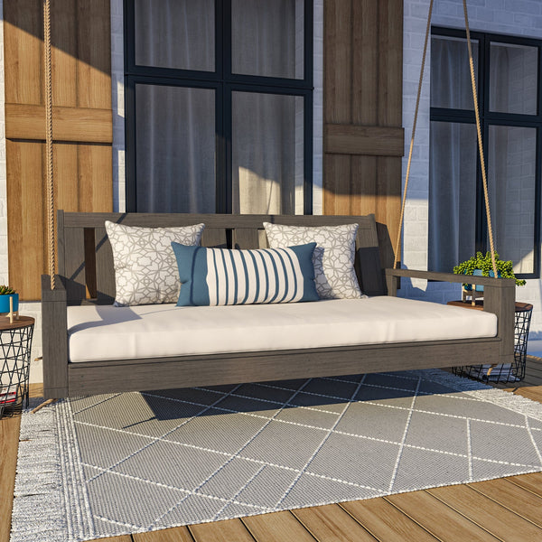 Amish Casual Twin Uptown Porch Swing Bed in Clearcoat Dark Walnut