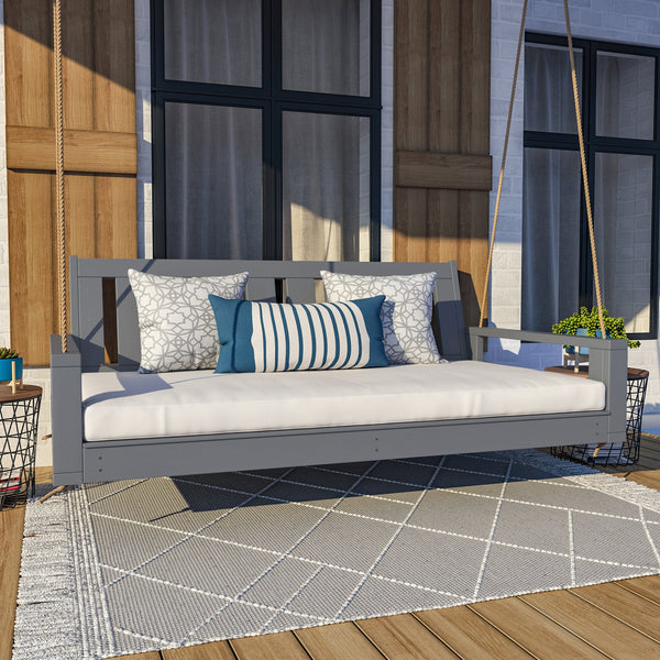 Amish Casual Twin Uptown Porch Swing Bed in Dovetail Grey Paint