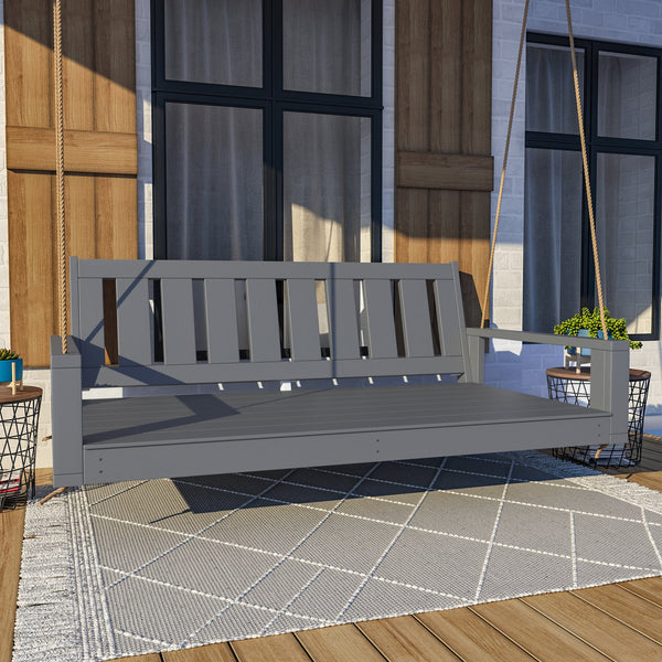 Amish Casual Twin Uptown Porch Swing Bed in Dovetail Grey Paint