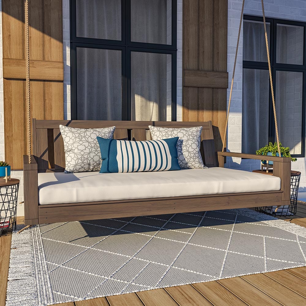 Amish Casual 5 Foot Uptown Porch Swing Bed in Oak Clearcoat