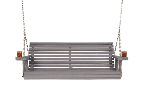 Amish Casual 3 Foot Roll Back Porch Swing in Grey Stain